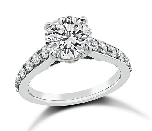 Round Cut Diamond Platinum Engagement Ring