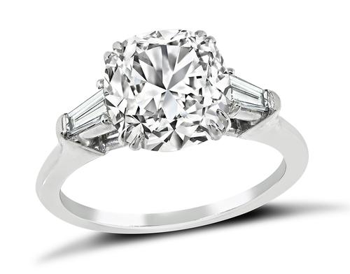 Cushion Cut Diamond Platinum Engagement Ring