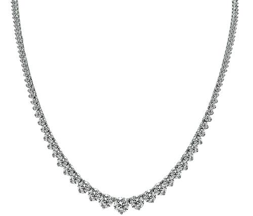 11.35cttw Round Cut Diamond 18k White Gold Tennis Necklace