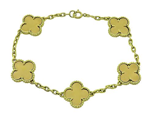 18k Two Tone Pink and Yellow Gold Alhambra Style Bracelet