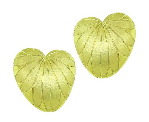 18k Yellow Gold Heart Earrings