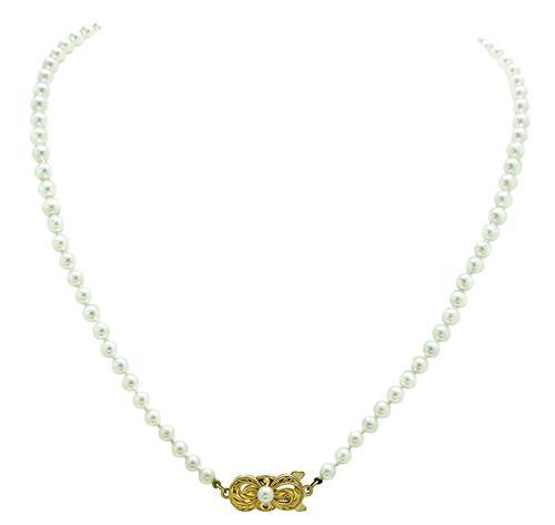 18k Gold Pearl Necklace by Mikimoto
