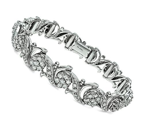 Round Cut Diamond 18k White Gold Bracelet by Jabel