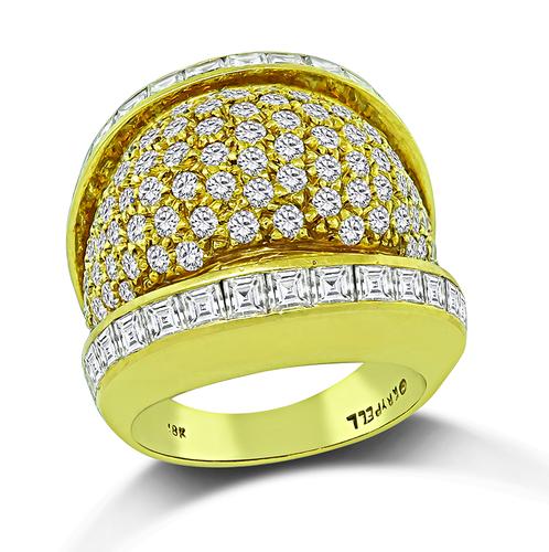Round and Carre Cut Diamond 18k Yellow Gold Ring by Krypell