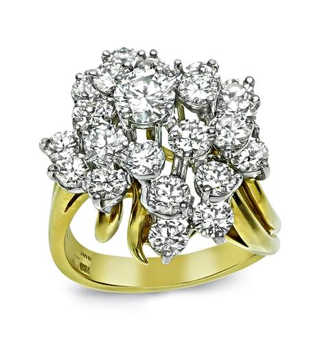 Round Cut Diamond 18k Yellow and White Gold Cocktail Ring