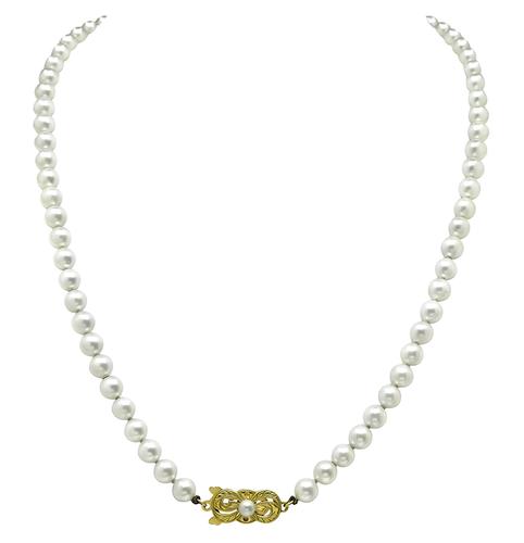 18k Yellow Gold Pearl Necklace by Mikimoto