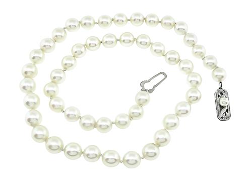 Pearl 14k White Gold Necklace by Mikimoto