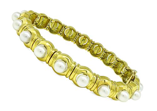 18k Yellow Gold Pearl Bracelet