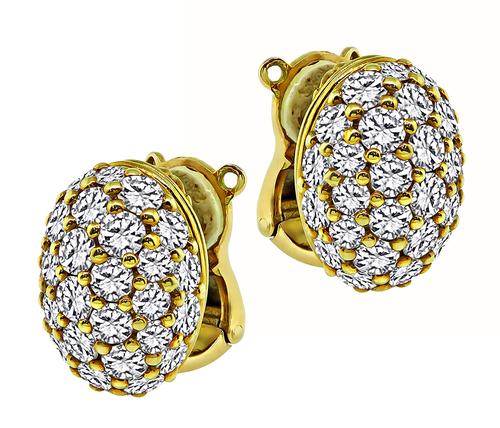 Round Cut Diamond 18k Yellow Gold Earrings by Piaget
