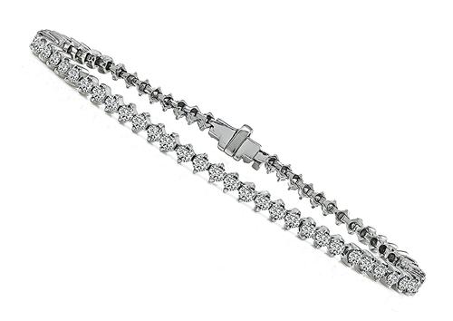 Round Cut Diamond 18k White Gold Tennis Bracelet by Roberto Coin