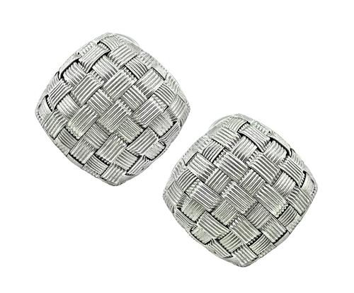 18k White Gold Weave Earrings by Roberto Coin