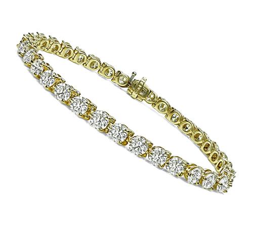 Round Cut Diamond 14k Yellow Gold Tennis Bracelet