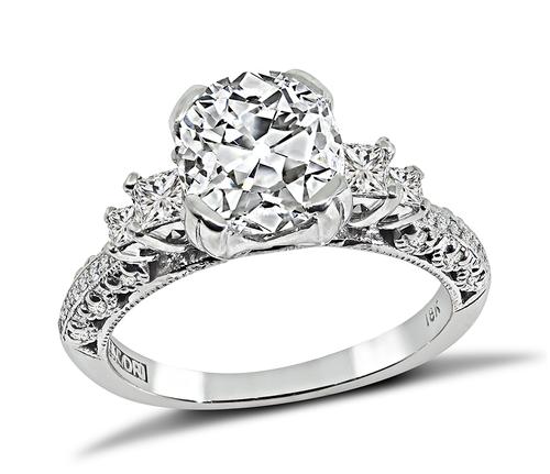 Cushion Cut Diamond 18k White Gold Tacori Engagement Ring
