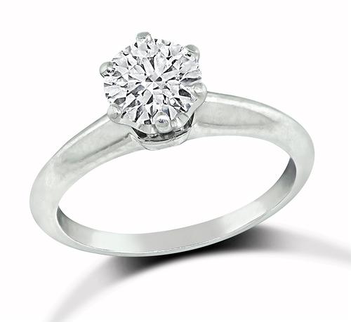 Round Brilliant Cut Diamond Platinum Engagement Ring and Wedding Band Set by Tiffany