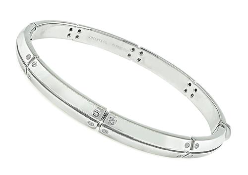 Round Cut Diamond 18k White Gold Bangle by Tiffany & Co