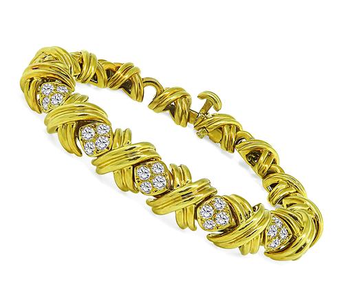 Round Cut Diamond 18k Yellow Gold Bracelet by Tiffany & Co