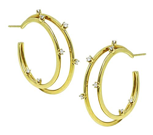 Round Cut Diamond 18k Yellow Gold Earrings by Tiffany & Co