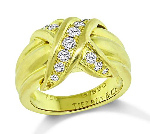 Round Cut Diamond 18k Yellow Gold Ring by Tiffany & Co