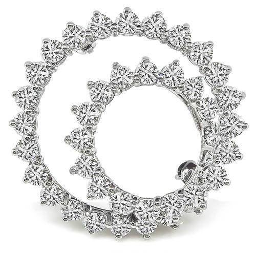 Round Cut Diamond Platinum Swirl Pin by Tiffany & Co