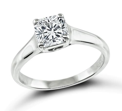 Radiant Cut Diamond Platinum Lucida Solitaire Engagement Ring by Tiffany & Co