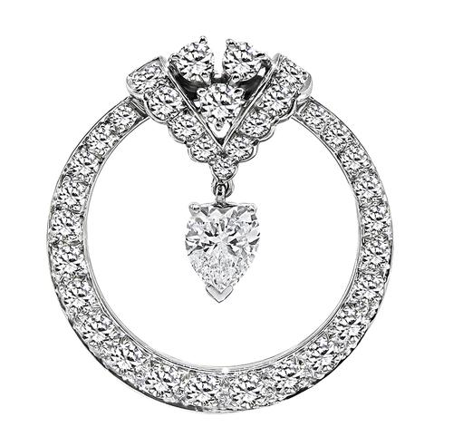 Heart and Round Cut Diamond Platinum Pin by Tiffany & Co