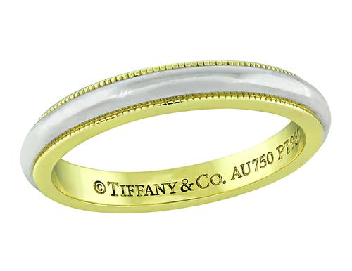 18k Yellow Gold and Platinum Wedding Band by Tiffany & Co