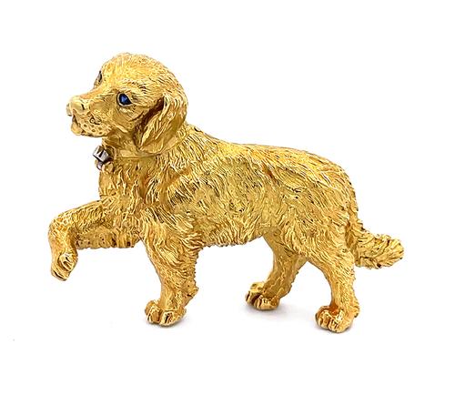 18k Yellow Gold Puppy Pin by Tiffany & Co