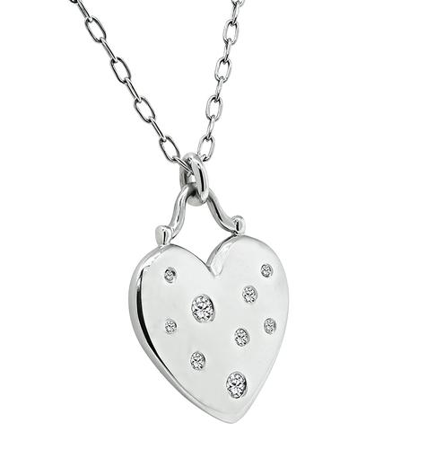 18k White Gold Diamond Heart Pendant Necklace by Tiffany & Co