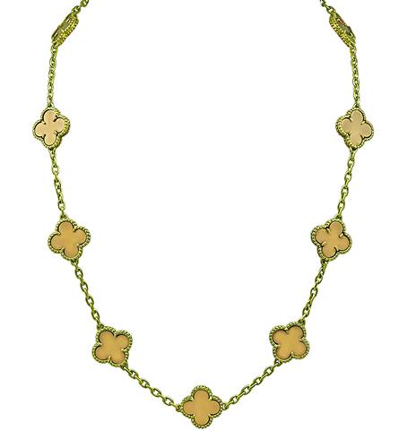 18k Two Tone Pink and Yellow Gold Alhambra Style Necklace