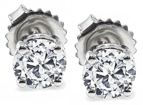 Round Brilliant Cut Diamond 14k White Gold Studs Earrings