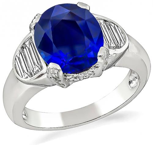 Cushion Cut Sapphire Diamond Platinum Engagement Ring