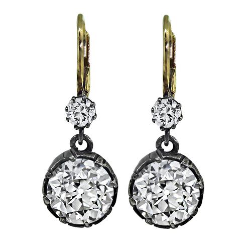 Old Mine Cut Diamond Silver and Gold Victorian Earrings