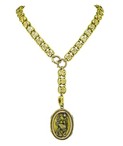 Vintage 14k Yellow and Pink Gold Locket Pendant Necklace