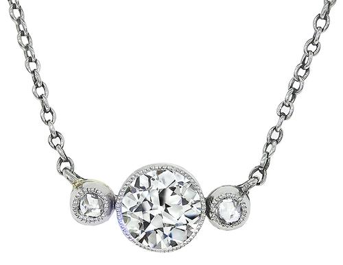 Vintage Old Mine Cut Diamond 14k Yellow and White Gold Necklace