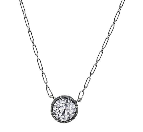 Victorian Old European Cut Diamond Silver Pendant Necklace