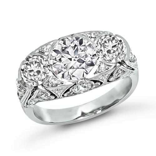Vintage Old European Cut Diamond Platinum Ring