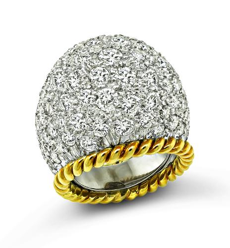 1960s Round Cut Diamond 18k Yellow and White Gold Ring