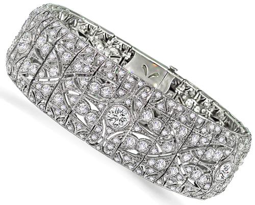 Vintage European Cut Diamond Platinum Bracelet