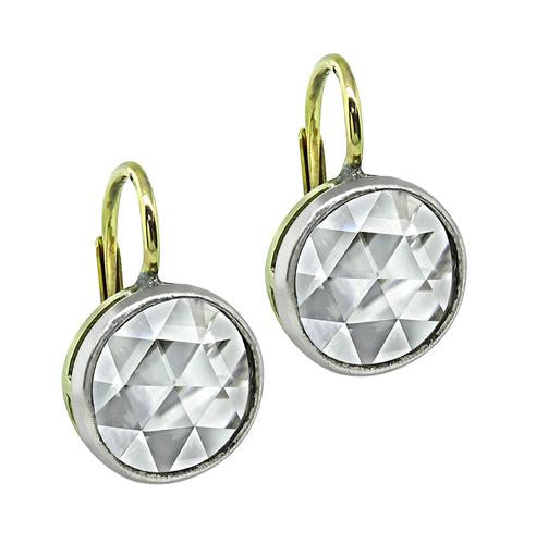 Vintage Rose Cut Diamond 14k Yellow and White Gold Earrings