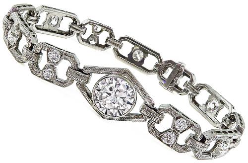 5.35cttw Round and Old Mine Cut Diamond Platinum Bracelet