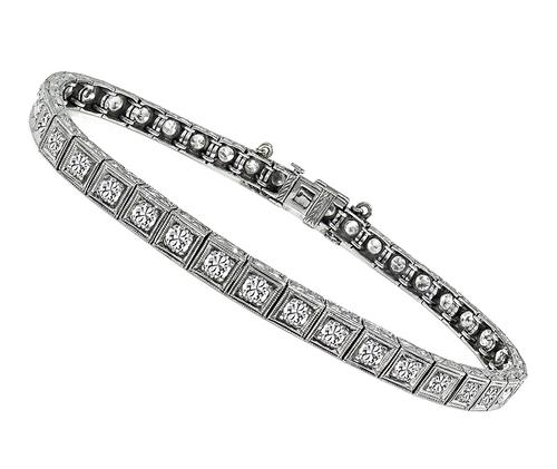 Vintage Old Mine Cut Diamond Platinum Bracelet