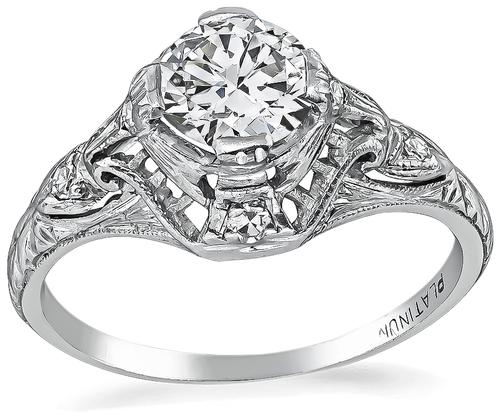 Vintage Round Cut Diamond Platinum Engagement Ring