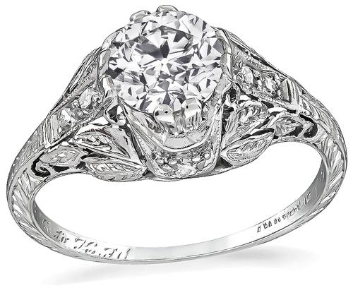 Edwardian Old European Cut Diamond Platinum Engagement Ring