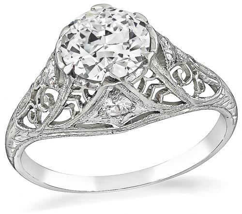 Vintage Old European Cut Diamond Platinum Engagement Ring