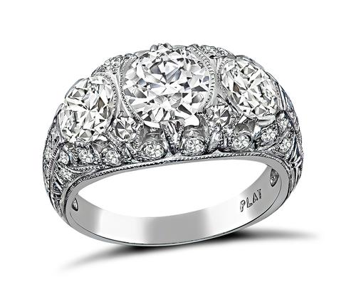 2.20cttw Old European Cut Diamond Platinum Anniversary Ring