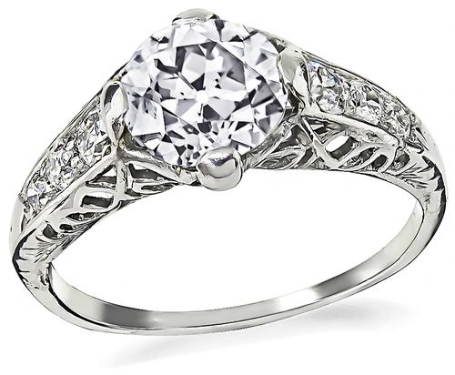 Edwardian Old European Cut Diamond Platinum Engagement Ring