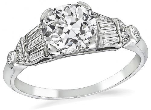 1920s Old Mine Cut Diamond Platinum Engagement Ring