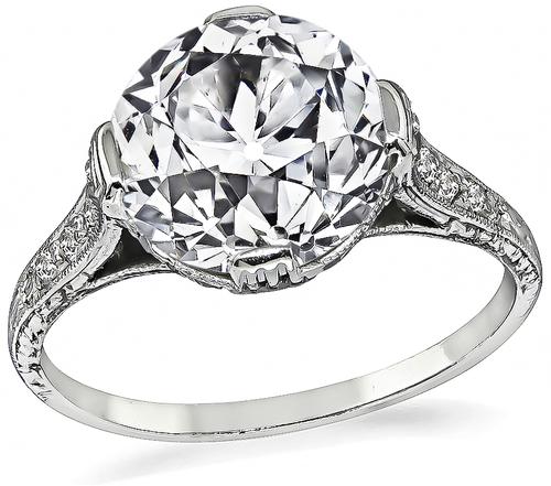 Edwardian Old European Cut Diamond Platinum Engagement Ring