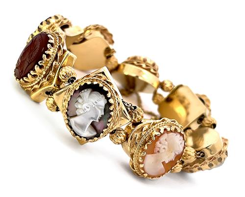 18k Yellow Gold Cameo Slide Bracelet