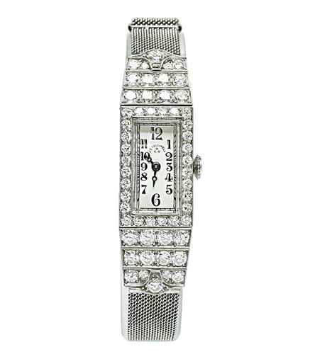 Art Deco Old Mine Cut Diamond Platinum Watch by J.E. Caldwell